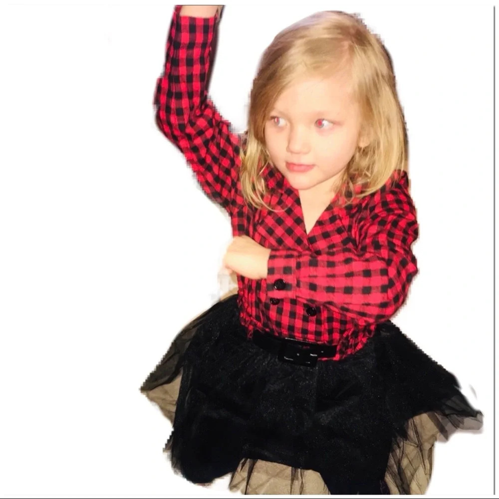 FIRM*BOUTIQUE NWT Buffalo Plaid Ballerina Belted Tutu Dress